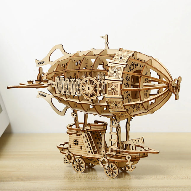 Airship 3D Car Wooden Puzzle Scale Model, DIY Model Kit, Handcraft Gift, Home Decoration, Mechanical Model Kit, Building Toy