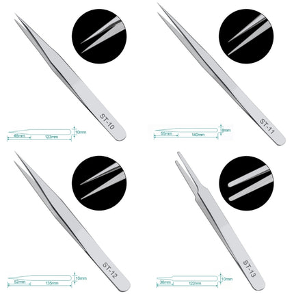 Tweezers Stainless Steel Fine Tipped Tweezers Multipurpose Straight Curved Tweezer Medical Tool Long Forceps