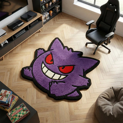 Kawaii Gengar Rug | Custom Pokémon Anime Mat for Cool Bedroom & Gaming Room Decor | Perfect Gift for Gamers & Anime Fans