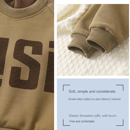 Children High Collar Sweater Winter Boys Long Sleeve T-shirt Small and Medium-sized Children Plush Warm Pullover