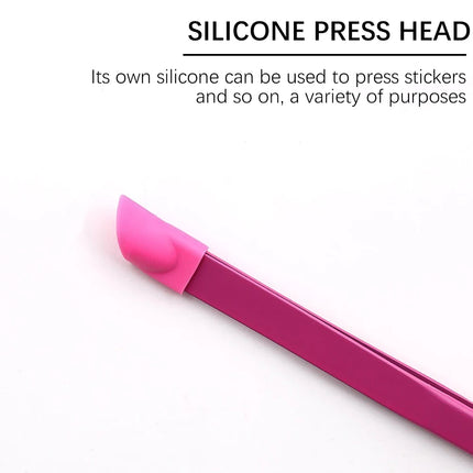 14.6cm Long Multi-function Double Sided Tweezers Silicone Pressing Head Nail Tweezers Sticker Rhinestones Picker Manicure Tools