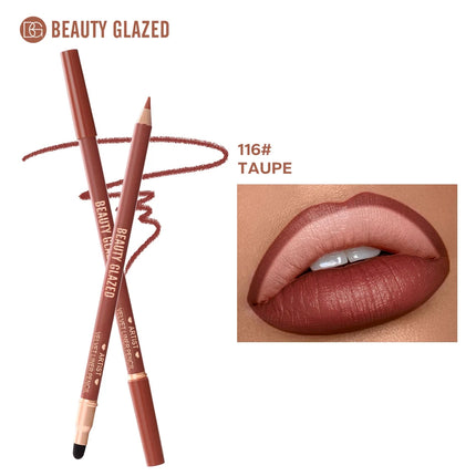 1pc Beauty Glazed Artist Velvet Lipliner Pencil With Sponge brush,Weightless Precise Liner with Super Soft Blendable Texture