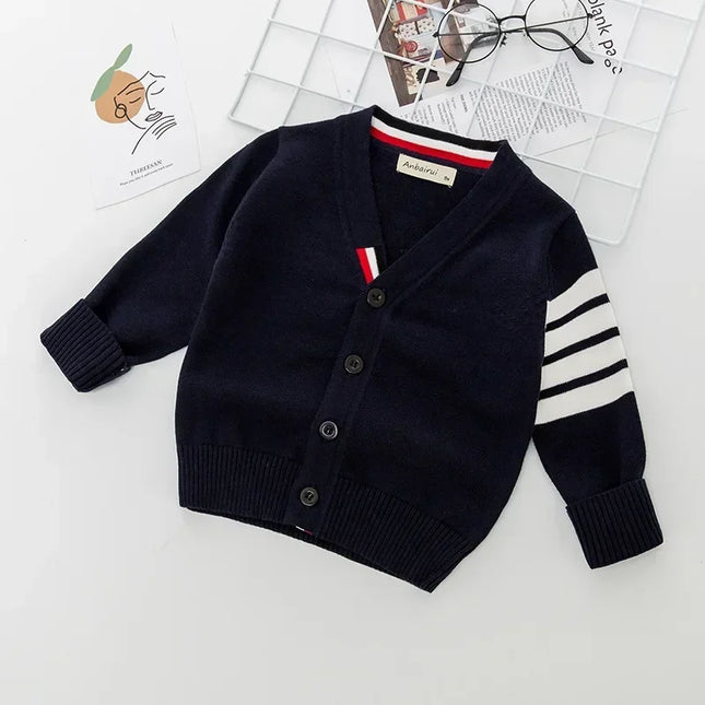 Kids Striped Knitting Cardigan Sweater Autumn Winter Boy Girl Pullover Sweater Boys Tops Outfit Clothing Children Soft Clothes