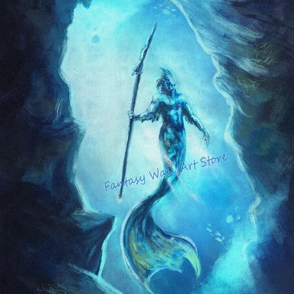 Mermaids and Mermen Myth Mysterious Deep Sea Fantasy Artwork Poster Vintage Mermaid Horro Poster Canvas Painting Wall Pictures