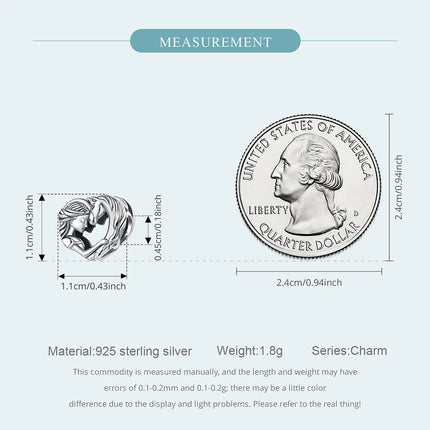 WOSTU Solid 925 Sterling Silver Lovely Girl & Horse Charm Heart Guardian Pendant Fit DIY Bracelet Necklace Heart Jewelry Series