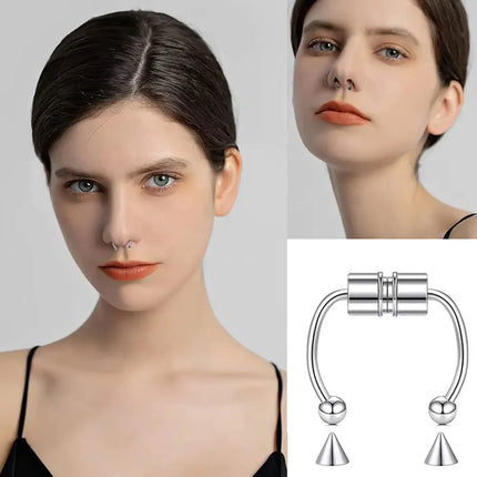 Stainless Steel Fake Piercing Nose Ring Hoop Septum Non Piercing Nose Clip Rock HipHoop Magnet Fashion Punk Women Nose Hoop Ring