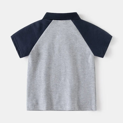 2025 Summer New Boys' Short sleeved T-shirt Korean Version Baby Collar Sleeve Polo Shirt Fashion Children's Short sleeved Top Tr