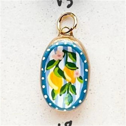 New Cartoon Series Strawberry Charm DIY Oil Drip Painting Colorful Charm Necklace