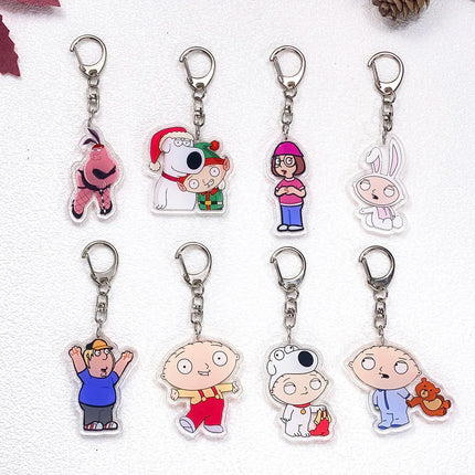 1/23Pcs Disney Family Guy Car Keychain Accessories Acrylic Cute Charms Pendant For Bag Funny Key Holder Backpack Decoration Gift