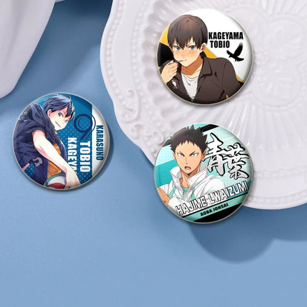 32/44/58mm Anime Haikyuu Snap-in Button Pins Figure Icon Badge  Round Handmade Brooches Breastpin for Backpack Clothes
