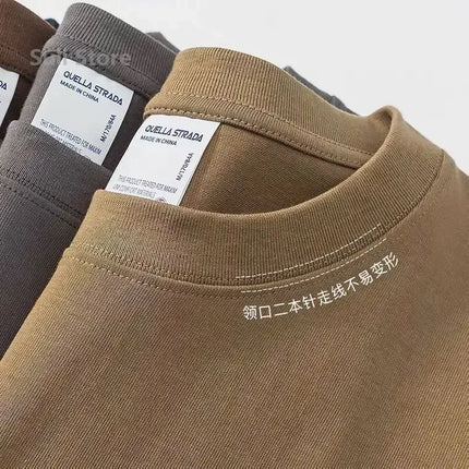 600g Heavy-duty Cotton Short Sleeved T-shirt for Men's Fashion Pure Cotton Thickened Short Sleeved Half Sleeved Tee