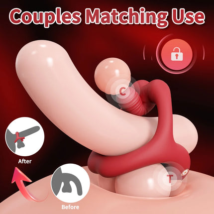 Vibrating Cock Ring Flexible Bulb Sex Toy for Clitoris Testicles Stimulation 9 Vibration Penis Ring Vibrator Sex Toys for Couple