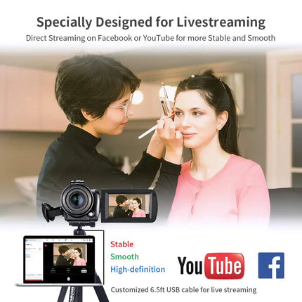 Video Camera 4K Professional Youtube Live Streaming Ordro AC5 12X Optical Zoom Digital Camcorder Blogger Vlogging Filmadora
