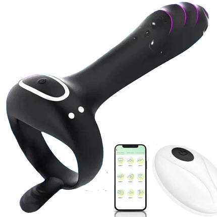 Wireless Bluetooth Cockring Vibrator Male Delay Ejaculation Remote Control Penis Sleeve Vaginal Stimulator Sex Toys for Couple