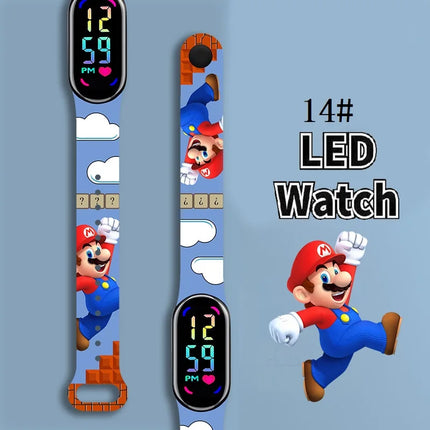 Mario Bros Children's Watches Action Figures Luigi Princess Peach Yoshi Bowser kids Sport Wristband Waterproof Digit