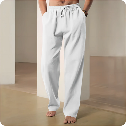 2025 New Men Spring Summer Quality Trousers Mens Cotton Hemp Breathable Comfortable Casual Home Straight Pants Linen Men's Pants