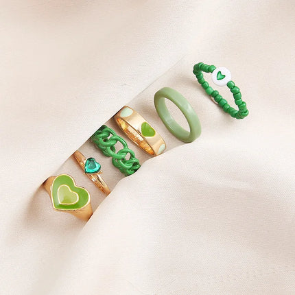 Colorful Enamel Butterfly Kunckle Rings Set For Women Geometric Heart Dollar Sign Finger Ring Girls Summer Fashion Jewelry