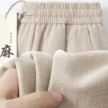 2026 New Straight Casual Cotton Linen Pants Men Wide Leg Lightweight Baggy Cotton Sweatpants Male Walking  Jogger Trousers Work