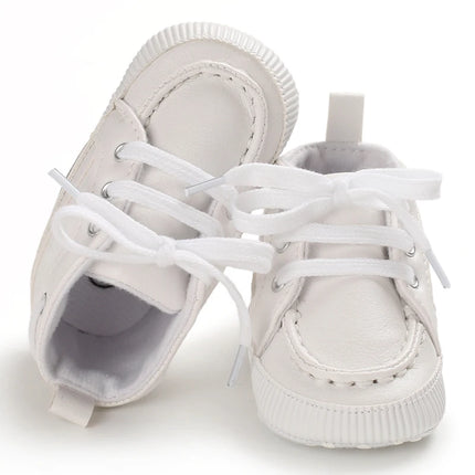 Spring and Autumn High Top With PU Anti Slip Baby Shoes 0-1 Year Old Baby Casual Sports Soft Soled Walking Shoes