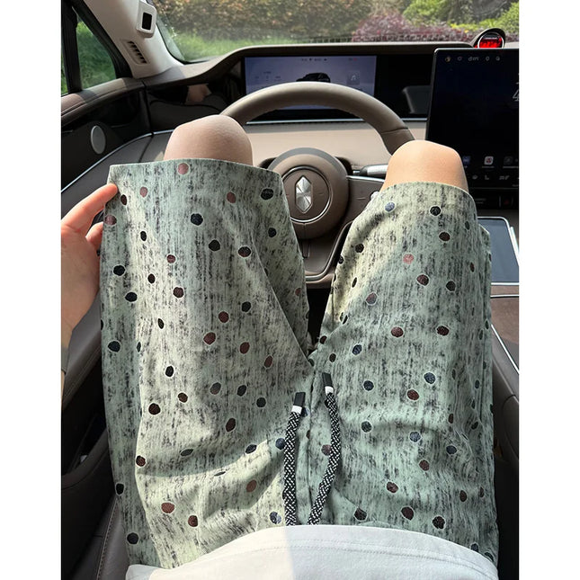 2026 Summer New Mens American Retro Polka Dot Print Colorful Loose Streetwear Outdoor Fashion Casual Sports Shorts