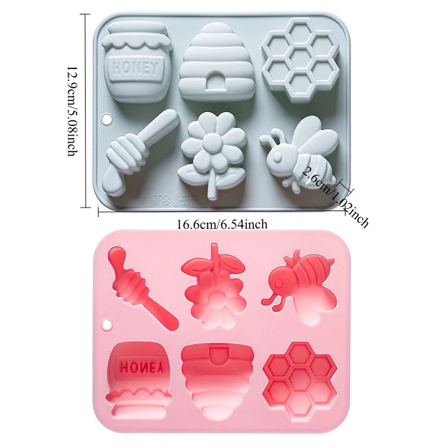 6-hole Bee Theme Silicone Mold 3d Flower Honeycomb Fondant Candy Chocolate Mould Fudge Dessert Soap Resin Mold Cake Decoration