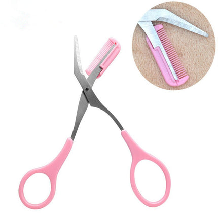 Stainless Steel Facial Hair Removal Shaver Cutter Eyebrow Trimmer Scissors Color Titanium with Comb Removable Makeup Accessories