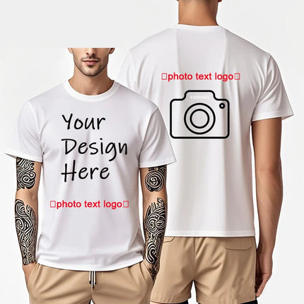Customized T-shirt Add Your Design Photo, Pattern, Logo Men Tshirt Both Sides Suitable for Summer T-shirts/Father's Day/T Shirt