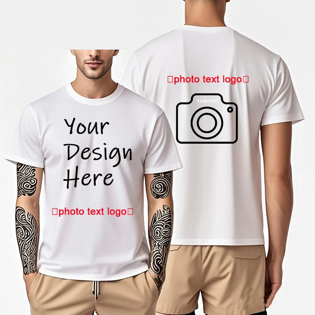 Customized T-shirt Add Your Design Photo, Pattern, Logo Men Tshirt Both Sides Suitable for Summer T-shirts/Father's Day/T Shirt