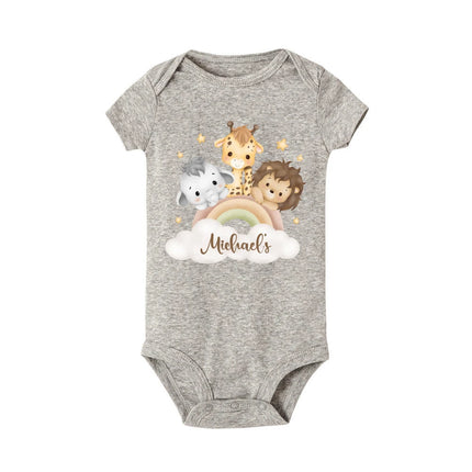 Personalised Leo with Name Baby Romper Newborn Wild One Jungle Birthday Party Bodysuit Cute Toddler Jumpsuit Infant Shower Gift
