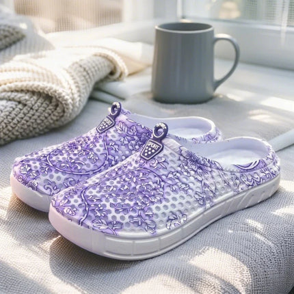 Hand-Painted Chinese Style Sandals, Non-Slip Breathable Slippers, Couple's Fashion Clogs with Oriental Patterns