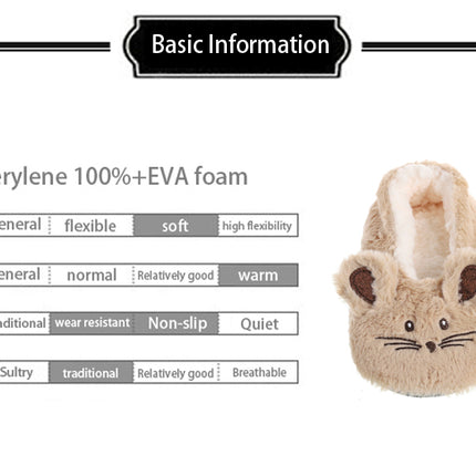 Winter Warm Slipper Women Home Fuzzy Fur Contton Plush Non Slip Grip Indoor Fluffy Lazy Female Mouse Ears Embroidery Floor Shoe