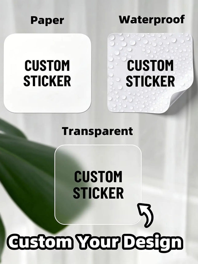 Custom Square Stickers Personalized Logo Text Image Paper Waterproof Transparent Customized Small Vinyl Decals Labels