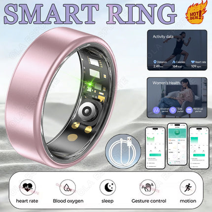 All Size（6-14） Smart Ring for Women Men Healthy Heart Rater Blood pressure Monitor Waterproof Take Photo Control Smartring Sport