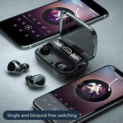 TWS M10 Wireless Bluetooth Headset with Charge Box for Phone Noise Cancelling Mic Earbuds LED Display Headphones Sport Earphones
