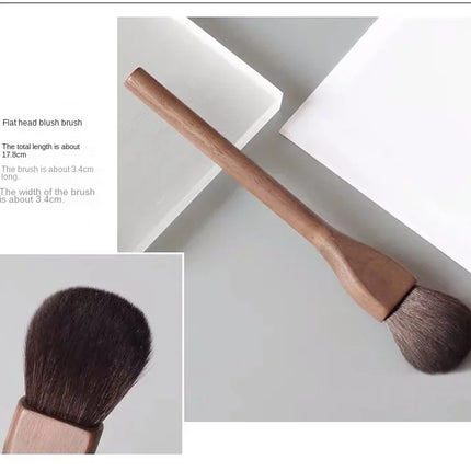 New 1Pcs European Vintage Wood Handle Makeup Brush High Quality Walnut Loose Powder Blush Foundation Contour Brush Super Soft