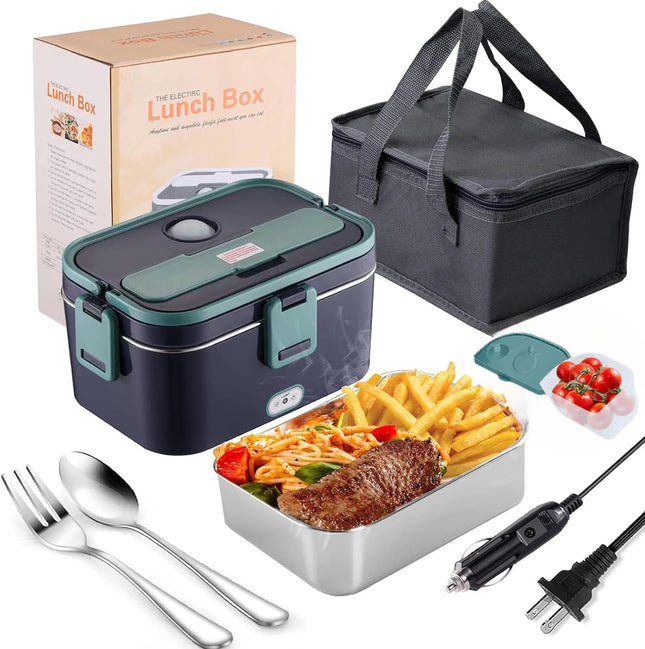 1.5 L 60W Electric Lunch Box Food Warmer Portable Food Heater for Car Or Home - Leak Proof, Lunch Heating Microwave for Truckers