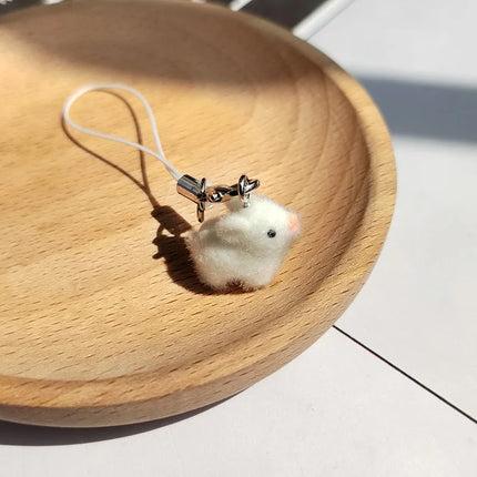 Flocking Animal Dog Cat Pendant Cute Keychain Keyring Bag Earphone Car Keychain Decor Keychains Accessories Phone Chain Lanyard