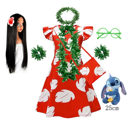 Disney Experiment 626 &Lilo Role Play Dress Disneyland Travel Stitch Movie Girl Hawaii Costume Frock Halloween 2025 Lilo Vestido