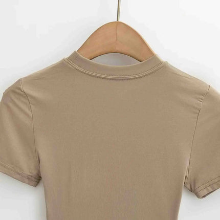 2025 New High Quality Casual T-shirt Sexy Slim Short Sleeves Fashion Trend Solid Women's Clothing Y2K Tops