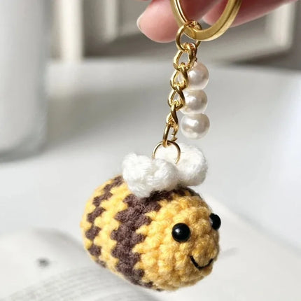 10/1PCS Crochet Bees DIY Handmade Knitted Keychain Keyring Crocheted Mini Bees Pendants Car Key Ring Handbag Charms Gifts