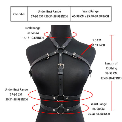 Women Sexy Leather Lingerie Body Harness Belt Suspenders Leg Harness Goth Clothing Rave Outfit BDSM Garter Belt Lingerie Bondage