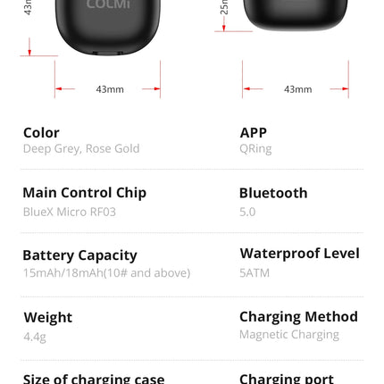 [2024] COLMI R03 Smart Ring Men Women, Battery Life 39 Days, Health Monitor, IP68 & 5ATM Waterproof, Multi-sport Mode