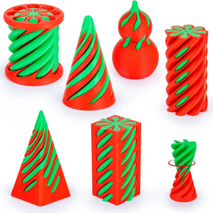 6 Pack Spiral Cone Fidget Toys 3D Printed Impossible Passthrough Pyramid Pillar Gourd Helix Screw Toys for Anxiety Relaxing