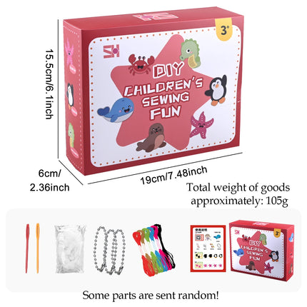 DIY Sewing Toys for Kids, Make Milk Tea Ocean Animal Plushie Craft Set Handmade Fabric with Holes and Threads Gifts