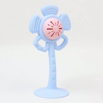 1PK Silicone Flower Suction Toy. Rattle & Sensory Teether for Babies. BPA-Free, Safe & Perfect for Fine Motor Skills.