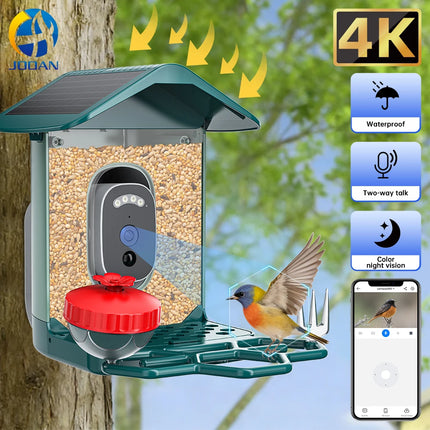 Jooan 4K Solar Bird Feed Camera 2.4G WiFi Outdoor IP Camera Feeder Waterproof HD Bird Video Night Vision Identify Birds Species