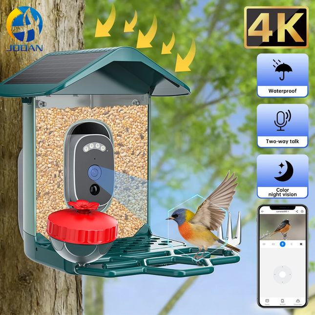 Jooan 4K Solar Bird Feed Camera 2.4G WiFi Outdoor IP Camera Feeder Waterproof HD Bird Video Night Vision Identify Birds Species