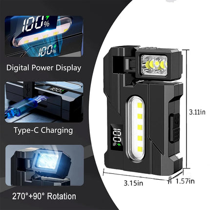 Mini COB Keychain Flashlight,Clip-On Rechargeable EDC Torch Ultra Compact Pocket Light for Hiking Camping Fishing Emergency Gift