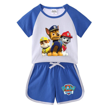 Children's Summer Pajama Set Kids Cartoon PAW Patrol T-shirt+Shorts Sets Boys Cotton Tops+Shorts 2Pcs Baby Boys Girls Sport Suit