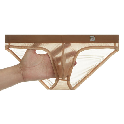 Ice Silk Ultra-thin Men Underwear Seamless Transparent Quick Drying Briefs Sexy U Bulge Pouch Triangle Underpants Erotic Panties